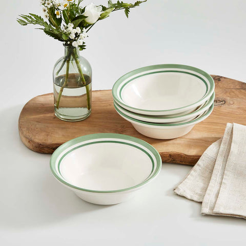 Portmeirion Home - Potter's Stripe Green - Oatmeal / Cereal Bowl