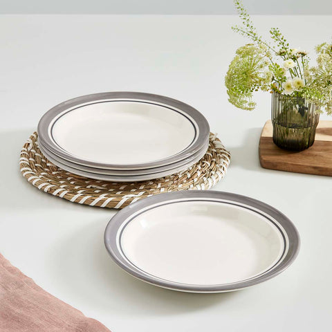 Portmeirion Home - Potter's Stripe Grey - Plate 25cm / 10"