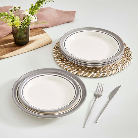 Portmeirion Home - Potter's Stripe Grey - Plate 25cm / 10"