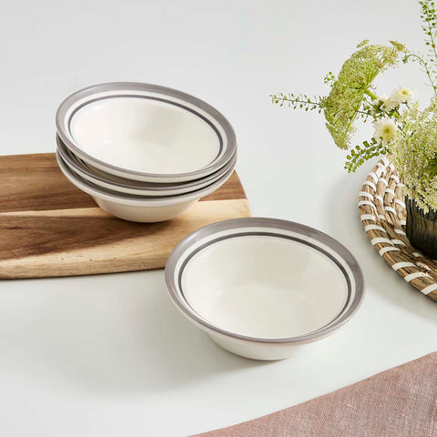 Portmeirion Home - Potter's Stripe Grey - Oatmeal / Cereal Bowl