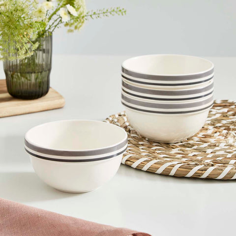 Portmeirion Home - Potter's Stripe Grey - Stacking Bowl 12.5cm / 5"