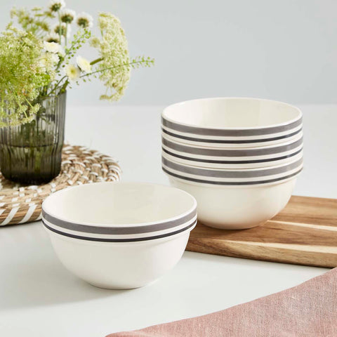Portmeirion Home - Potter's Stripe Grey - Stacking Bowl 14cm / 5.5"