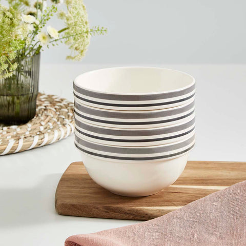 Portmeirion Home - Potter's Stripe Grey - Stacking Bowl 14cm / 5.5"