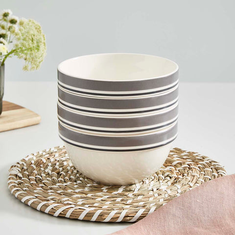 Portmeirion Home - Potter's Stripe Grey - Stacking Bowl 18cm / 7"
