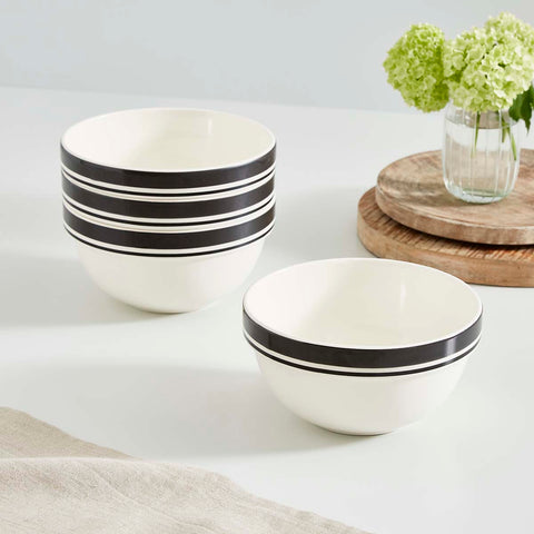 Portmeirion Home - Potter's Stripe Black - Stacking Bowl 18cm / 7"