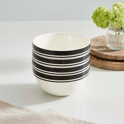 Portmeirion Home - Potter's Stripe Black - Stacking Bowl 18cm / 7"