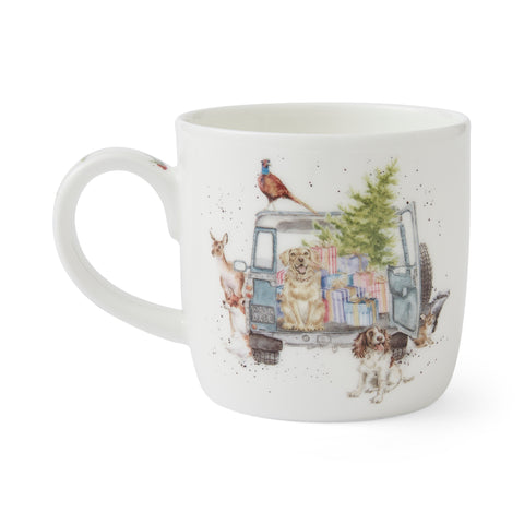 NEW - Wrendale - Christmas - Fine Bone China Mug - Driving Home Landrover