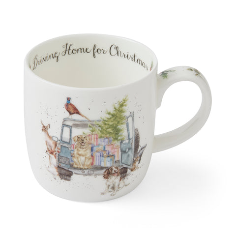 NEW - Wrendale - Christmas - Fine Bone China Mug - Driving Home Landrover