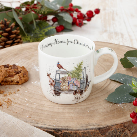 NEW - Wrendale - Christmas - Fine Bone China Mug - Driving Home Landrover
