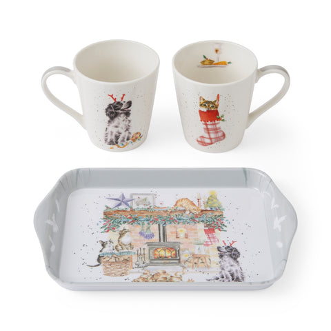 NEW - Wrendale - Christmas - Mini Mugs & Tray Set - No Place Like Home