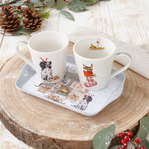 NEW - Wrendale - Christmas - Mini Mugs & Tray Set - No Place Like Home