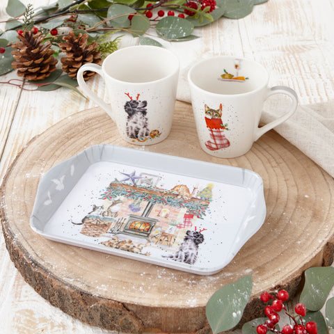 NEW - Wrendale - Christmas - Mini Mugs & Tray Set - No Place Like Home