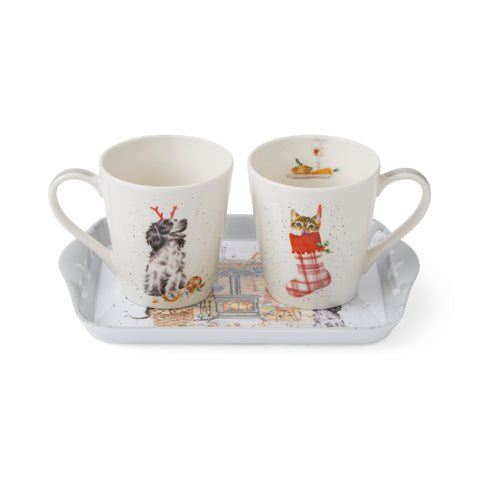 NEW - Wrendale - Christmas - Mini Mugs & Tray Set - No Place Like Home