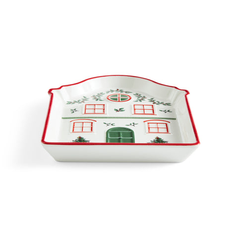 NEW - Spode Christmas Tree - Xmas Village - Tidbit Tray Red