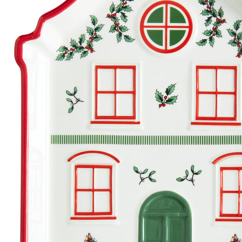 NEW - Spode Christmas Tree - Xmas Village - Tidbit Tray Red