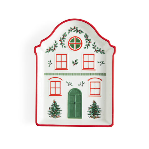 NEW - Spode Christmas Tree - Xmas Village - Tidbit Tray Red