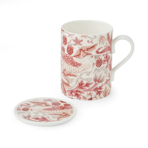 NEW - Morris & Co - Mug & Coaster Set - Strawberry Thief Indian Red