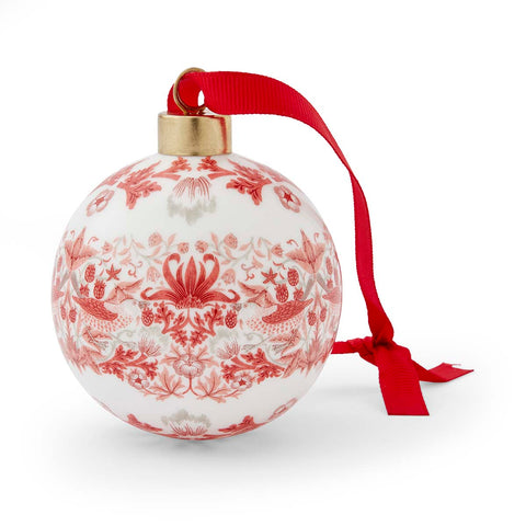 NEW - Morris & Co - Christmas Bauble - Strawberry Thief Madder