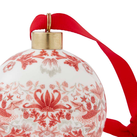 NEW - Morris & Co - Christmas Bauble - Strawberry Thief Madder