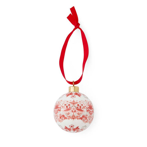 NEW - Morris & Co - Christmas Bauble - Strawberry Thief Madder