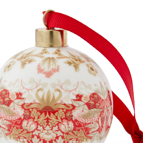 NEW - Morris & Co - Christmas Bauble - Strawberry Thief Indian Red