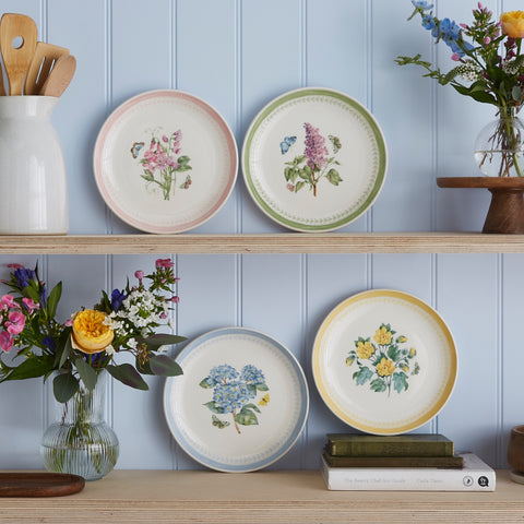 NEW - Botanic Garden Sketchbook - Set of 4 Coupe Plates  - 22.5cm / 8.8"