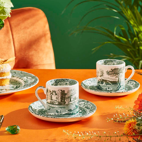 Spode - Heritage Green Italian -  Espresso Coffee Cup & Saucer