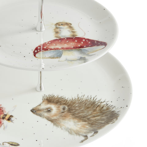 NEW DESIGN - Wrendale - 2 Tiered Cake Stand - Mouse & Hedgehog