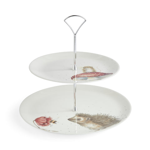 NEW DESIGN - Wrendale - 2 Tiered Cake Stand - Mouse & Hedgehog