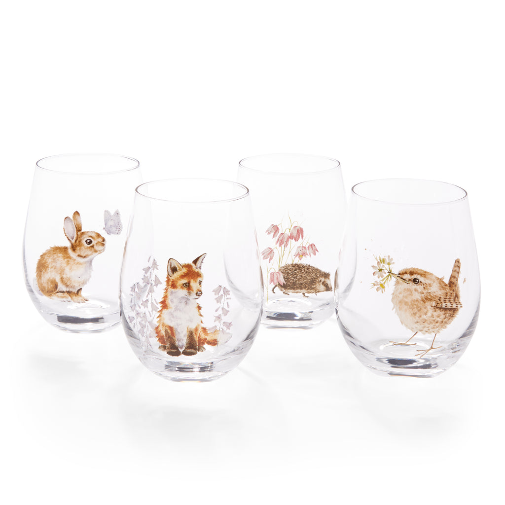 NEW DESIGNS - Wrendale - Box Set of 4 Tumblers - Assorted Wildlife