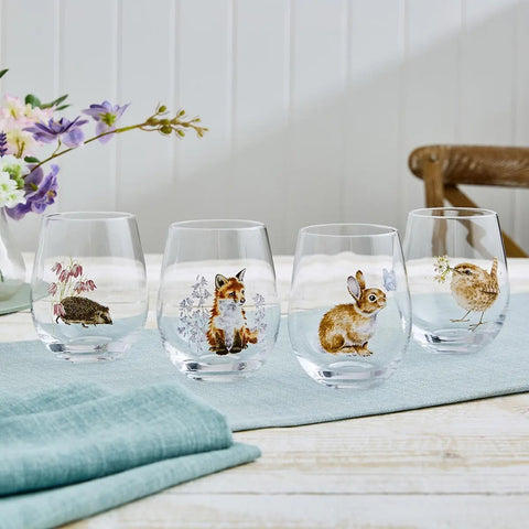 NEW DESIGNS - Wrendale - Box Set of 4 Tumblers - Assorted Wildlife