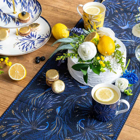 NEW - Sara Miller - 10 Year Anniversary Collection - Table Runner - Peacock Parade