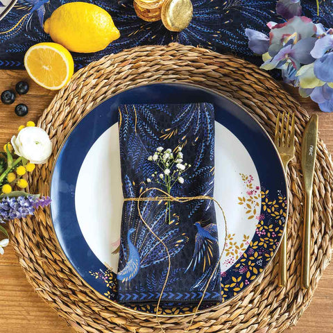 NEW - Sara Miller - 10 Year Anniversary Collection - Set of 2 Napkins - Peacock Parade