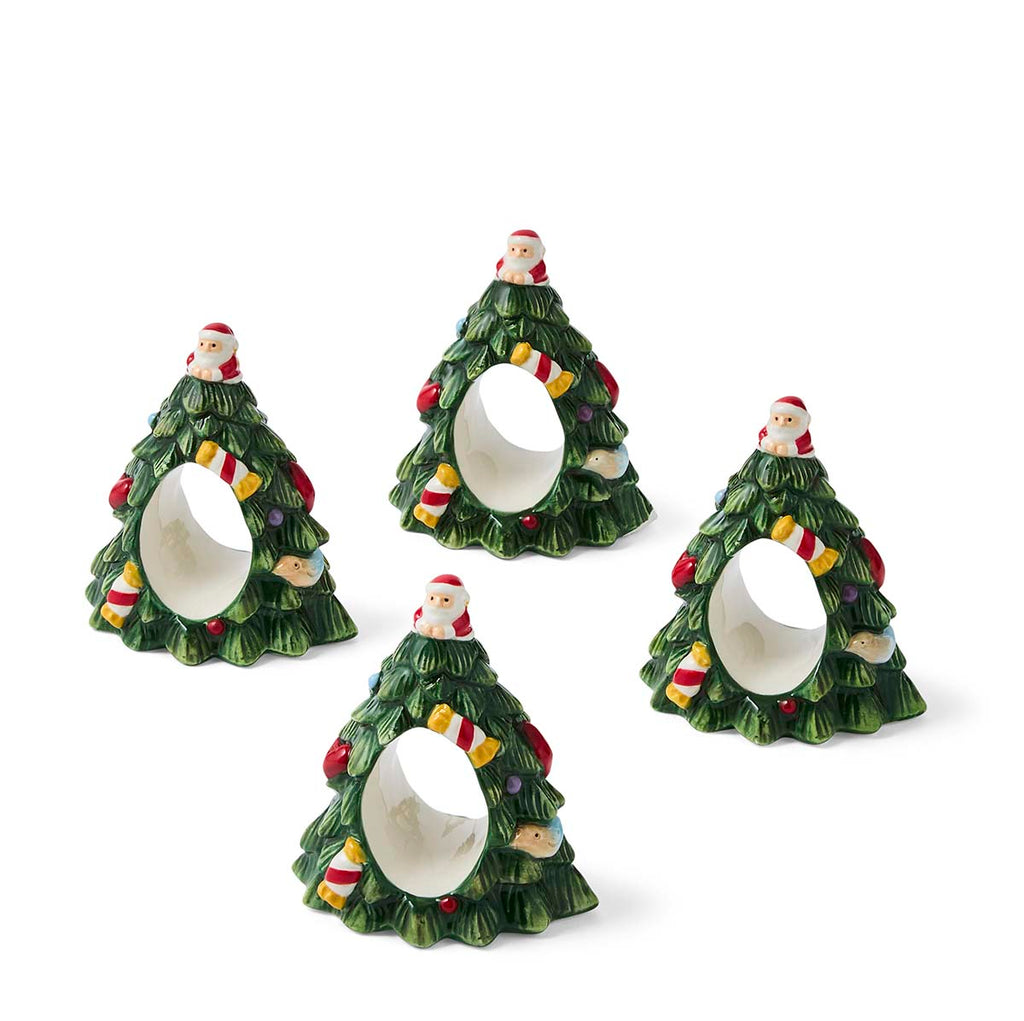 NEW - Spode Christmas Tree - Set of 4 Napkin Rings - Tree