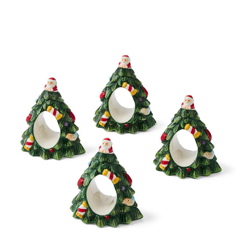 NEW - Spode Christmas Tree - Set of 4 Napkin Rings - Tree