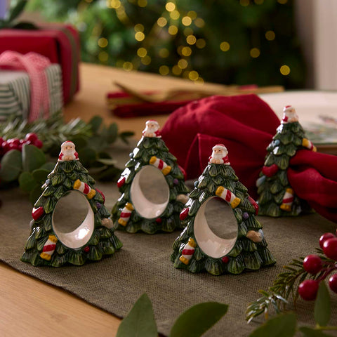 NEW - Spode Christmas Tree - Set of 4 Napkin Rings - Tree