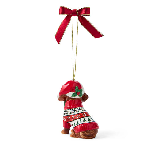 NEW - Spode Christmas Tree - Decoration - Dachshund Wearing A Christmas Jumper