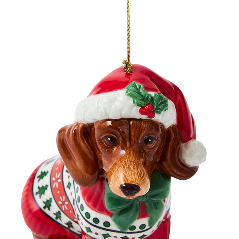 NEW - Spode Christmas Tree - Decoration - Dachshund Wearing A Christmas Jumper