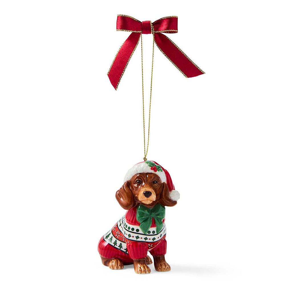 NEW - Spode Christmas Tree - Decoration - Dachshund Wearing A Christmas Jumper