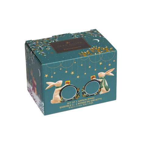 NEW - Sara Miller - Woodland Tales - Set of 2 Napkin Rings - Rabbit