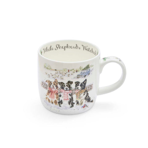 NEW - Wrendale - Christmas - Fine Bone China Mug - While Shepherds Watched Dogs