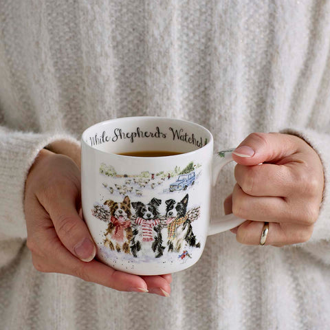 NEW - Wrendale - Christmas - Fine Bone China Mug - While Shepherds Watched Dogs