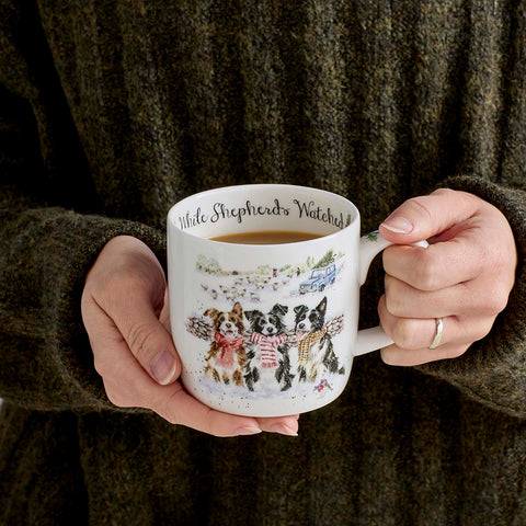 NEW - Wrendale - Christmas - Fine Bone China Mug - While Shepherds Watched Dogs