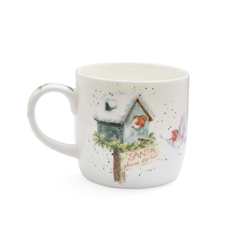 NEW - Wrendale - Christmas - Fine Bone China Mug - Santa Stop Here Robin