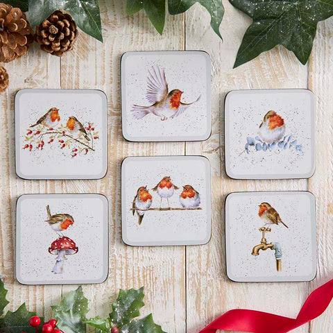 NEW - Wrendale - Christmas - Box Set of 6 Coasters - Festive Friends