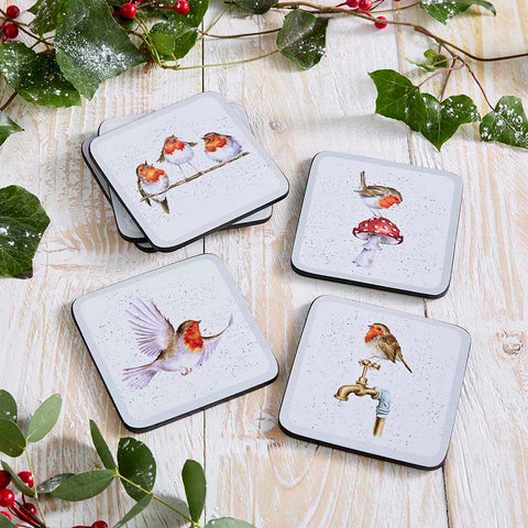 NEW - Wrendale - Christmas - Box Set of 6 Coasters - Festive Friends