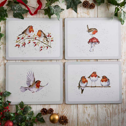 NEW - Wrendale - Christmas - Box Set of 4 - Extra Large Placemats - Festive Friends