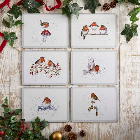 NEW - Wrendale - Christmas - Box Set of 6 Placemats - Festive Friends