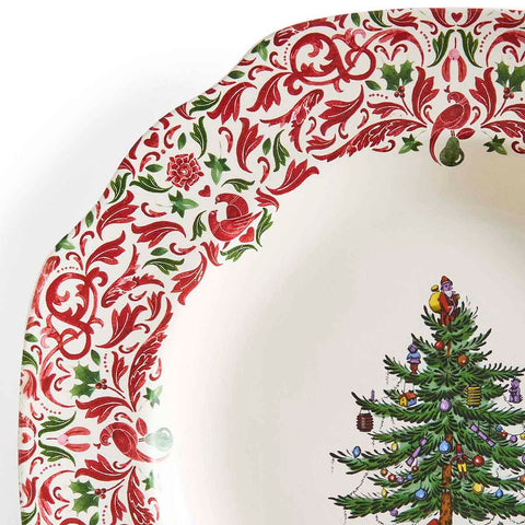 NEW - Spode - Christmas Tree Yuletide - Scalloped Dresser Plate - 27cm - Tree & Yuletide Border
