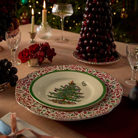 NEW - Spode - Christmas Tree Yuletide - Scalloped Dresser Plate - 27cm - Tree & Yuletide Border